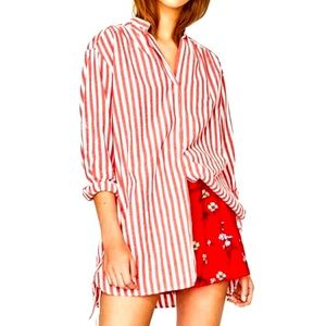 ZARA Red Striped Button Down Shirt